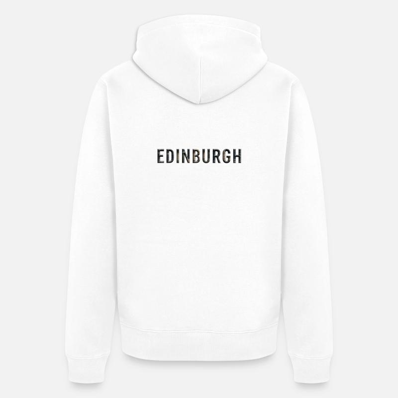 EDINBURGH – Architectural Stone Typography - Unisex Premium Bio Zip Hoodie - Weiß