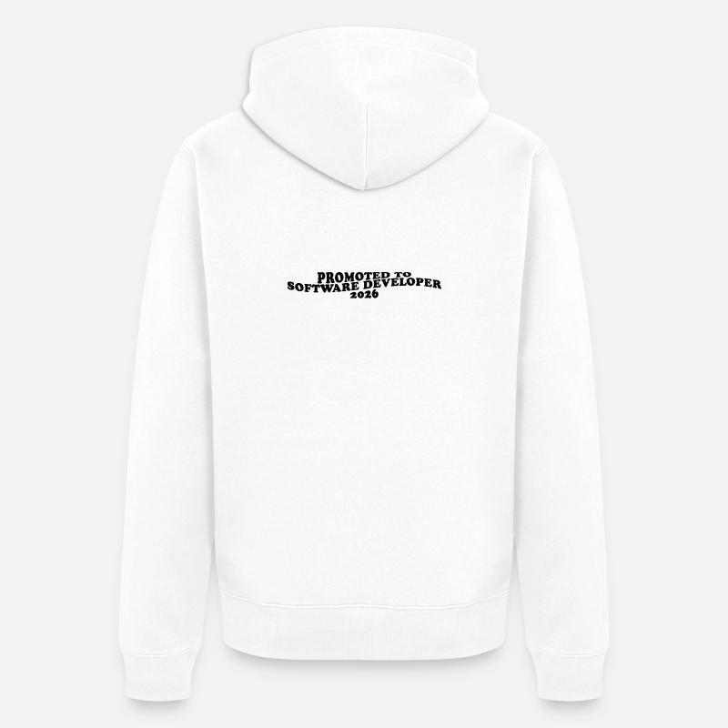Promoted to Software Developer 2026 - Unisex Premium Bio Zip Hoodie - Weiß
