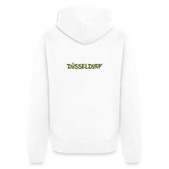 Düsseldorf - NRW - Rhein - Königsallee - Kö - Unisex Premium Bio Zip Hoodie - Weiß - Hinten - Thijin (182cm)