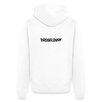 Düsseldorf - NRW - Rhein - Königsallee - Kö - Unisex Premium Bio Zip Hoodie - Weiß - Hinten - Thijin (182cm)
