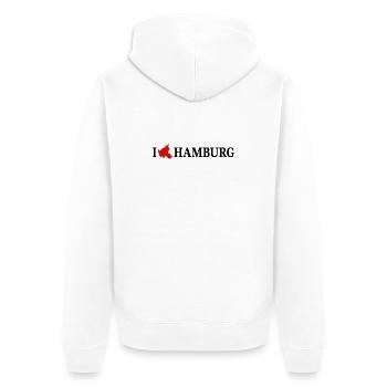 I love Hamburg Hansestadt - Unisex Premium Bio Zip Hoodie - Weiß - Hinten - Thijin (182cm)