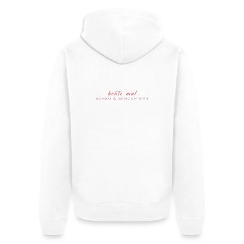 Heute mal scheu & schüchtern - Unisex Premium Bio Zip Hoodie - Weiß - Hinten - Thijin (182cm)
