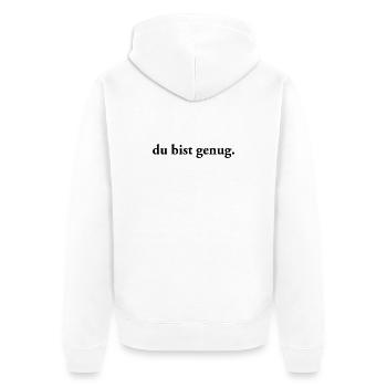 Du bist genug | Affirmation Self Care - Unisex Premium Bio Zip Hoodie - Weiß - Hinten - Thijin (182cm)