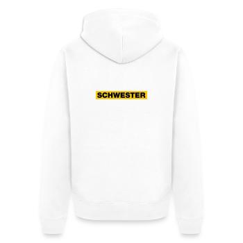 Schwester - Unisex Premium Bio Zip Hoodie - Weiß - Hinten - Thijin (182cm)