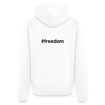 FREEDOM Hashtag - Unisex Premium Bio Zip Hoodie - Weiß - Hinten - Thijin (182cm)