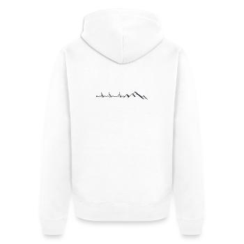 Herzschlag Berg - Unisex Premium Bio Zip Hoodie - Weiß - Hinten - Thijin (182cm)