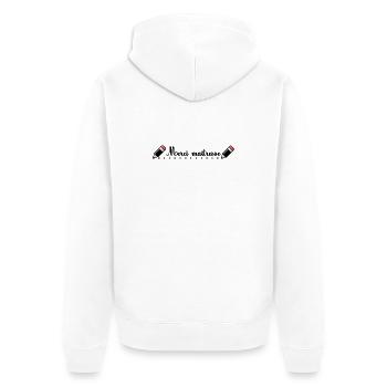 MAÎTRESSE. MAITRE. MERCI. MERCI MAÎTRESSE. MAITRES - Veste à capuche bio Premium Unisexe - blanc - Dos - Thijin (182cm)