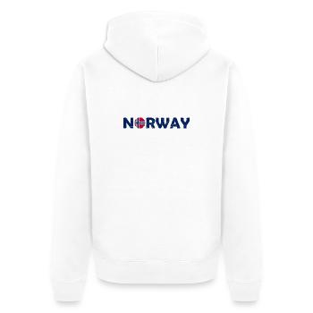 Lettrage de la Norvège avec drapeau - Norge - Norwegen - Veste à capuche bio Premium Unisexe - blanc - Dos - Thijin (182cm)