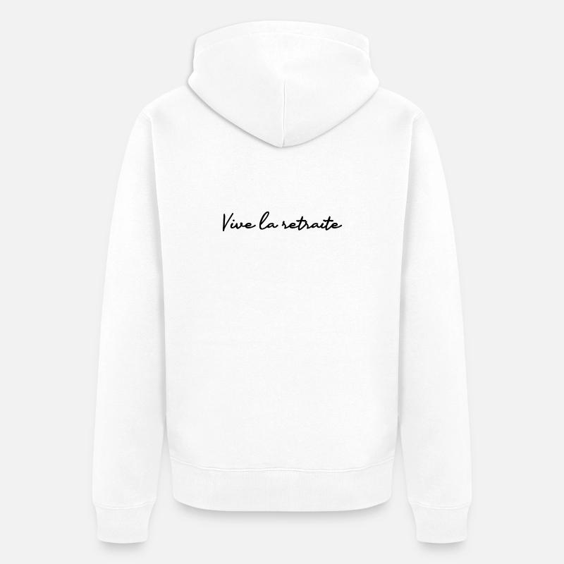 RETRAITE. COLLEGUE. RETRAITE. RETRAITEE. RETRAITE. - Veste à capuche bio Premium Unisexe - blanc