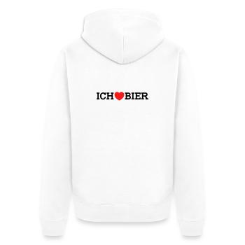 Ich liebe Bier (Farben änderbar) - Unisex Premium Bio Zip Hoodie - Weiß - Hinten - Thijin (182cm)