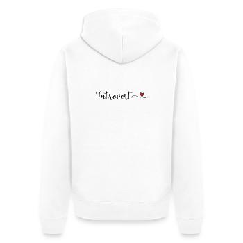 introvertiert - Unisex Premium Bio Zip Hoodie - Weiß - Hinten - Thijin (182cm)