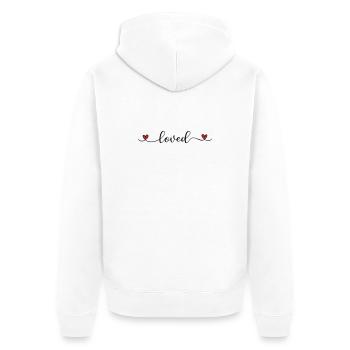 loved Heart Design - Unisex Premium Organic Zip Hoodie - white - Back - Thijin (182cm)