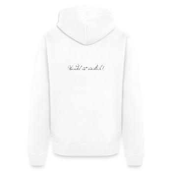 Wandel ist weiblich! - Unisex Premium Bio Zip Hoodie - Weiß - Hinten - Thijin (182cm)