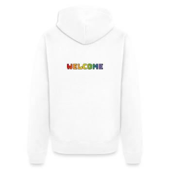 Regenbogen welcome CSD Shirt LGBT lgbtqi queer - Unisex Premium Bio Zip Hoodie - Weiß - Hinten - Thijin (182cm)
