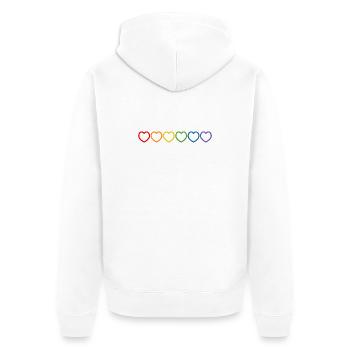 Regenbogenherzchen outline - Unisex Premium Bio Zip Hoodie - Weiß - Hinten - Thijin (182cm)