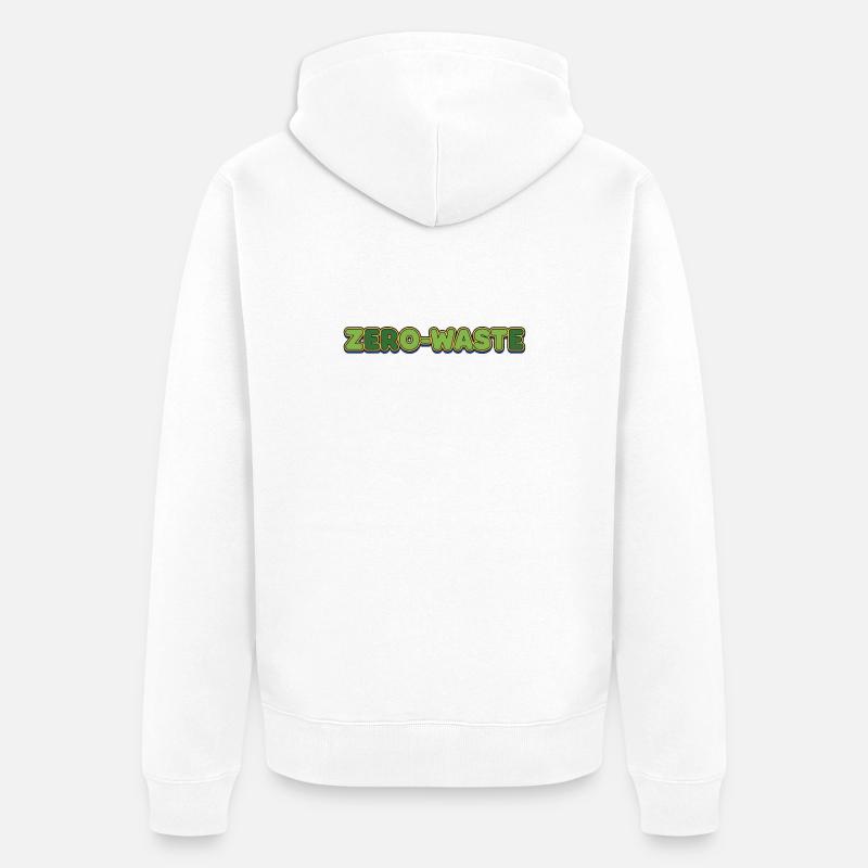 Zéro déchet rétro vert jaune design - Veste à capuche bio Premium Unisexe - blanc