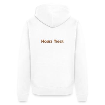 House Tiger, fur prints, Tabby motiv - Unisex Premium Bio Zip Hoodie - Weiß - Hinten - Thijin (182cm)
