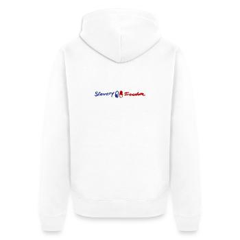 Slavery Freedom Financial Mindset Shirt - Unisex Premium Organic Zip Hoodie - white - Back - Thijin (182cm)