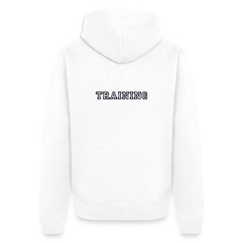 TRAINING Sport Fitness Workout - Unisex Premium Organic Zip Hoodie - white - Back - Thijin (182cm)