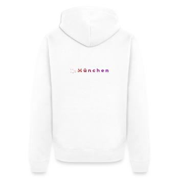 München Nachtleuchten - Unisex Premium Bio Zip Hoodie - Weiß - Hinten - Thijin (182cm)