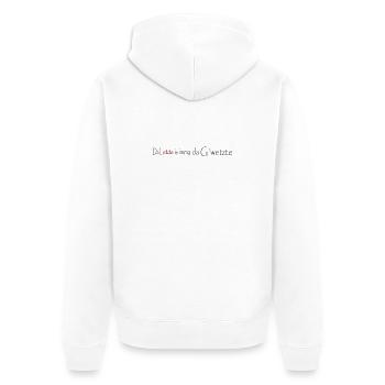 Da_Letzte_is_imma_da_Gwetzte - Unisex Premium Bio Zip Hoodie - Weiß - Hinten - Thijin (182cm)