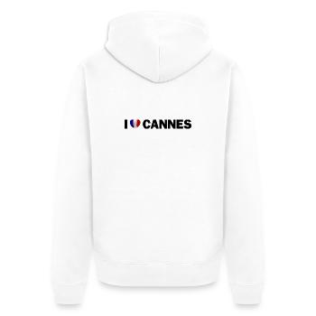 I love Cannes Frankreich - Unisex Premium Bio Zip Hoodie - Weiß - Hinten - Thijin (182cm)