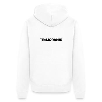 Team Oranje - Nederland - Netherlands Niederlande - Unisex Premium Bio Zip Hoodie - Weiß - Hinten - Thijin (182cm)