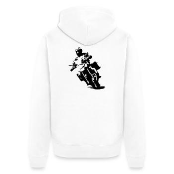 ReiseEnduroGS einfarbig - Unisex Premium Bio Zip Hoodie - Weiß - Hinten - Thijin (182cm)