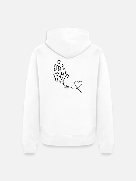 Kopfhörer mit Noten - Unisex Premium Bio Zip Hoodie - Weiß