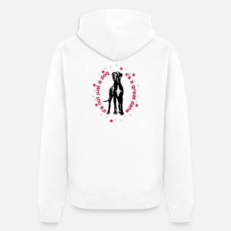 c'est un grand danois qui précède Great Dane - Veste à capuche bio Premium Unisexe - blanc