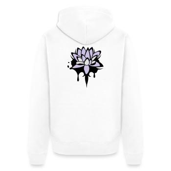 abstraktes Lotos Blüten Seerosen Graffiti - Unisex Premium Bio Zip Hoodie - Weiß - Hinten - Thijin (182cm)