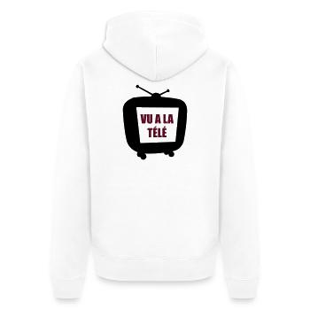 Wie im TV gesehen (Vektor) - Unisex Premium Bio Zip Hoodie - Weiß - Hinten - Thijin (182cm)