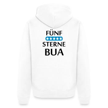 Fünf Sterne Bua Bayern Geschenk - Unisex Premium Bio Zip Hoodie - Weiß - Hinten - Thijin (182cm)