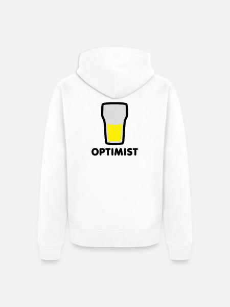 Het glas is half vol - Uniseks Premium bio ziphoodie - wit