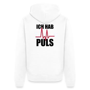 Ich hab Puls - Unisex Premium Bio Zip Hoodie - Weiß - Hinten - Thijin (182cm)