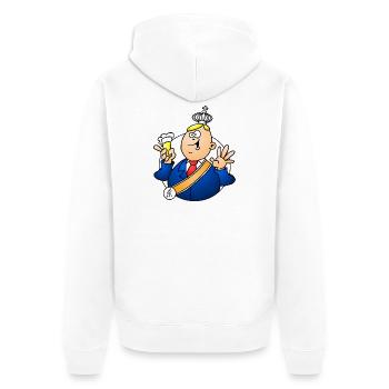 Cartoon Monarch mit Bier und Krone - Unisex Premium Bio Zip Hoodie - Weiß - Hinten - Thijin (182cm)