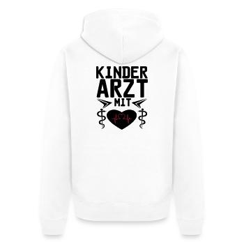 Kinderarzt mit Herz Geschenk - Unisex Premium Bio Zip Hoodie - Weiß - Hinten - Thijin (182cm)