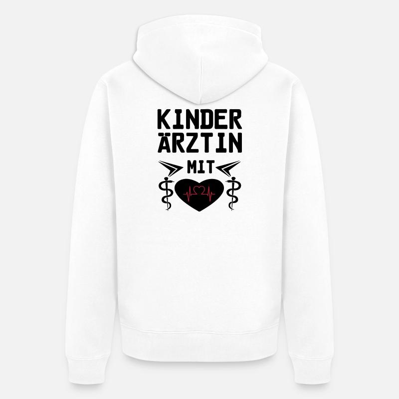 Kinderärztin mit Herz Geschenk - Unisex Premium Bio Zip Hoodie - Weiß