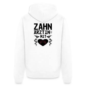 Zahnärztin mit Herz Geschenk - Unisex Premium Bio Zip Hoodie - Weiß - Hinten - Thijin (182cm)