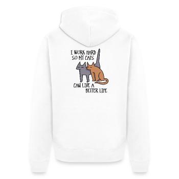 I work hard so my cats can live a better life - Unisex Premium Organic Zip Hoodie - white - Back - Thijin (182cm)