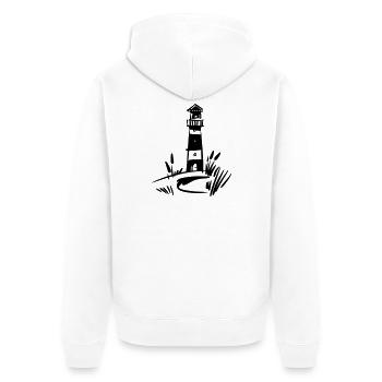 Leuchtturm Design klassisch - Unisex Premium Bio Zip Hoodie - Weiß - Hinten - Thijin (182cm)