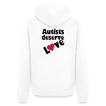 Autists deserve Love Autist Autisme cadeau - Veste à capuche bio Premium Unisexe - blanc - Dos - Thijin (182cm)
