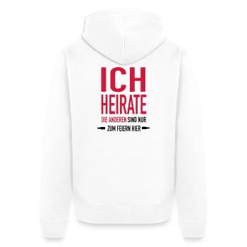 ich Heirate x1 - Unisex Premium Bio Zip Hoodie - Weiß - Hinten - Thijin (182cm)