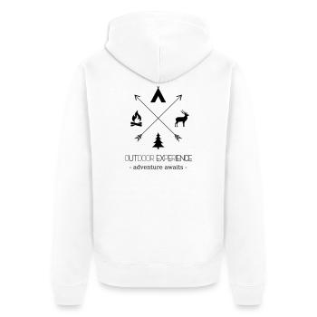 Outdoor Experience Adventure Awaits - Unisex Premium Bio Zip Hoodie - Weiß - Hinten - Thijin (182cm)