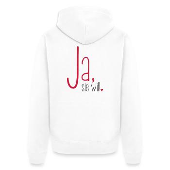Ja sie will Junggesellin Junggesellenabschied - Unisex Premium Bio Zip Hoodie - Weiß - Hinten - Thijin (182cm)