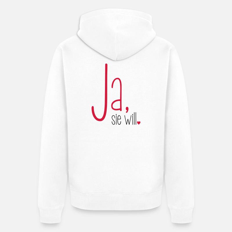 Ja sie will Junggesellin Junggesellenabschied - Unisex Premium Bio Zip Hoodie - Weiß