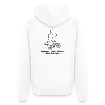 french unicorn - Unisex Premium Bio Zip Hoodie - Weiß - Hinten - Thijin (182cm)