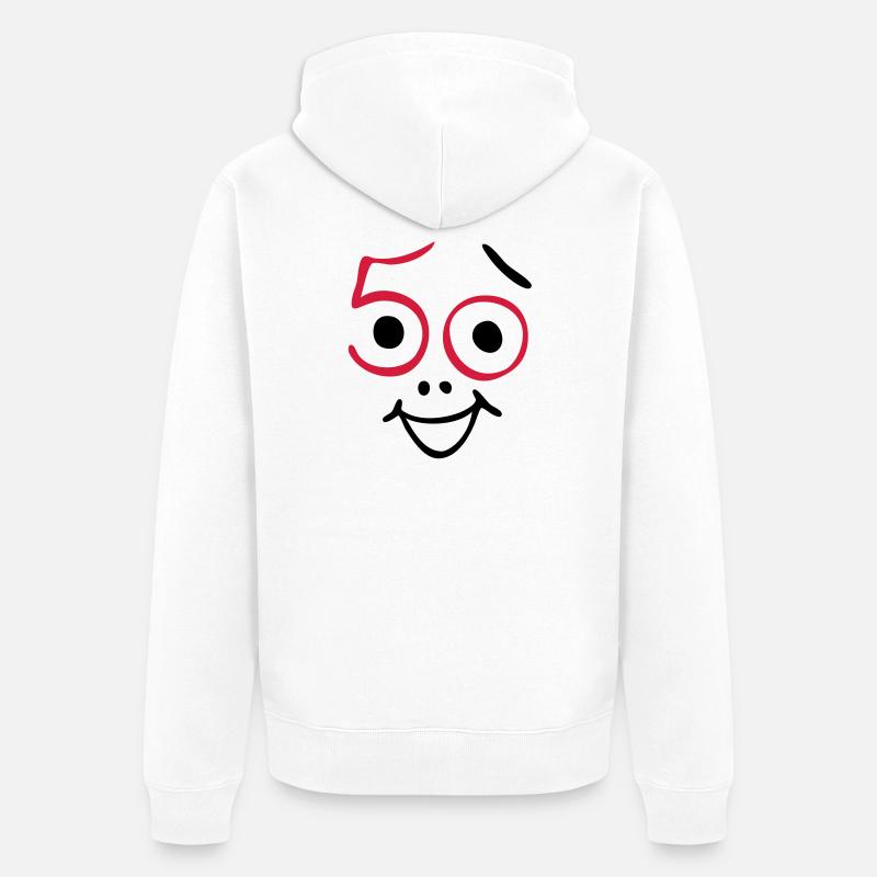 50 Jahre und noch frisch ! - Unisex Premium Bio Zip Hoodie - Weiß