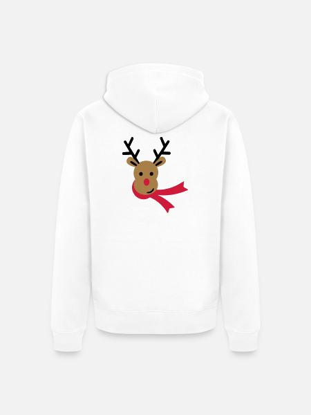 reindeer - Unisex Premium Organic Zip Hoodie - white