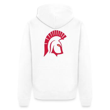 Trojan - Unisex Premium Bio Zip Hoodie - Weiß - Hinten - Thijin (182cm)